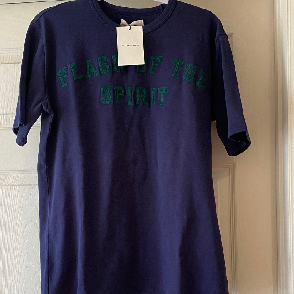 Wales Bonner Navy Flash Of The Spirit T-Shirt Sz M.  NWT.  Box14